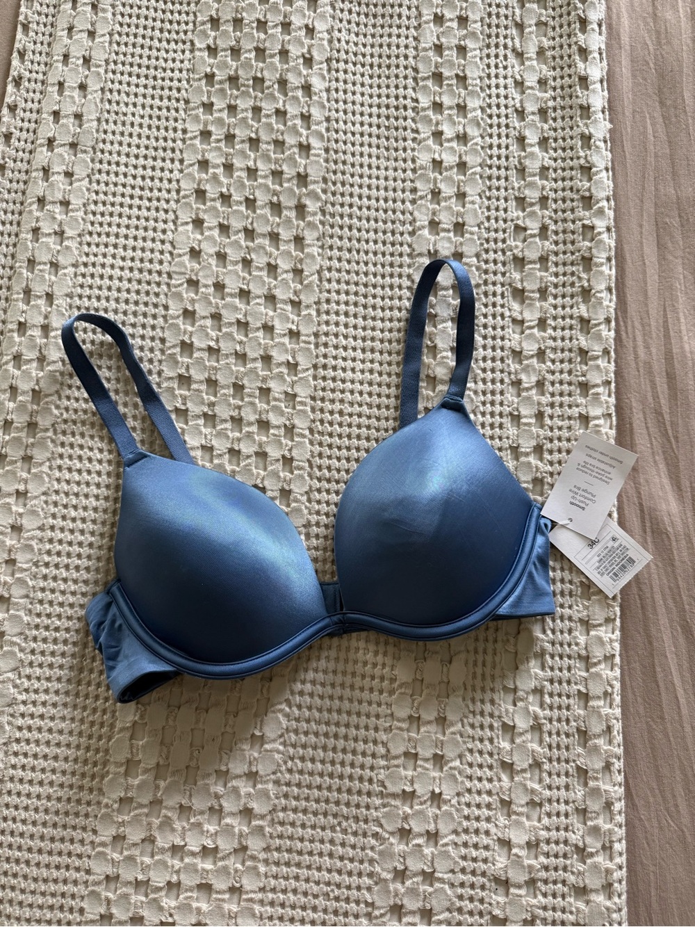 NEW Auden Blue Smooth Push-Up Plunge Bra Size 34C